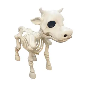 Хелоуин-Скелет на Крава Декоративна новост за косене на трева, двор, двор, Череп на крава, подпори