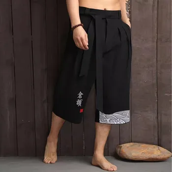 Японското Кимоно, Традиционните широки Панталони, Мъжки Азиатски облекло, Бански, Панталони, Всекидневни Свободни Мъжки Панталони-Юката в японски стил, спално Бельо, Скъсяване на панталон